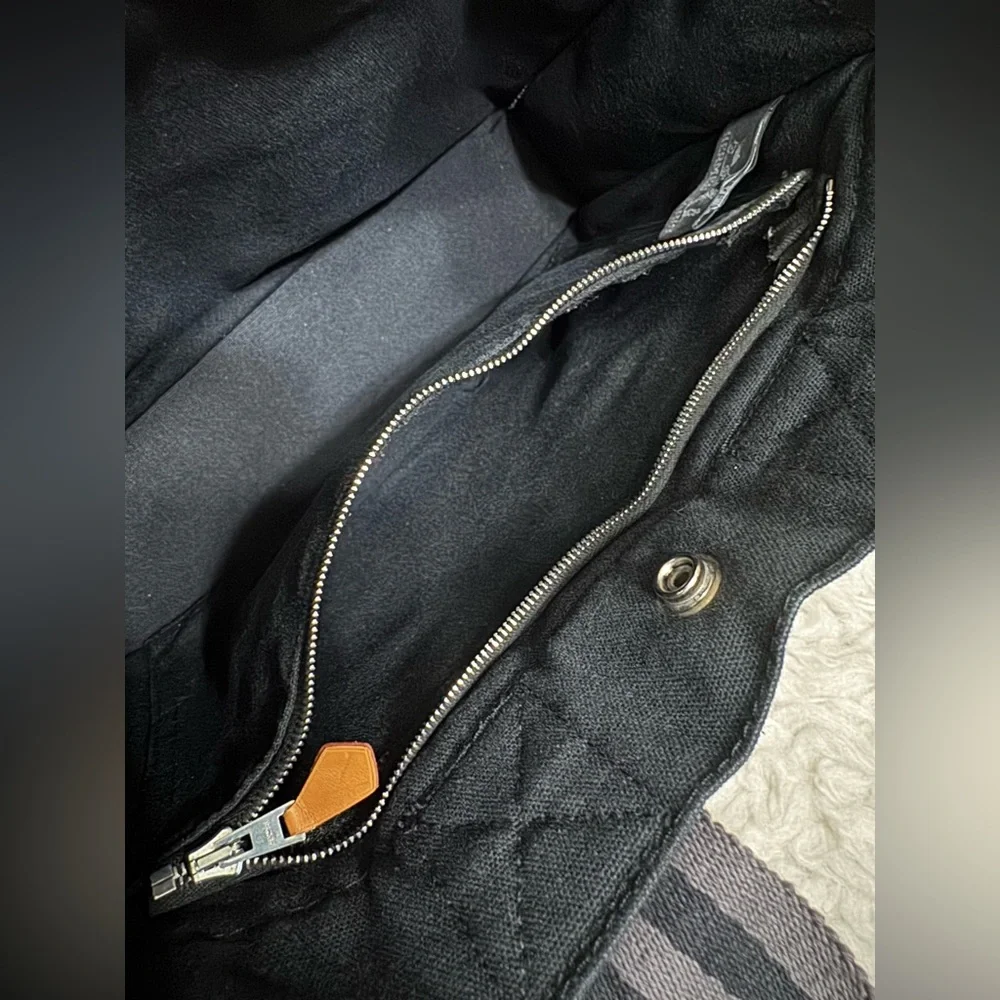 Hermes Black and Gray Canvas Briefcase